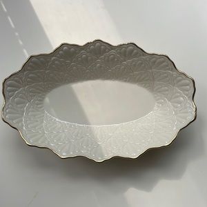 Oval decorative serving dish, Lenox. Gold trim.